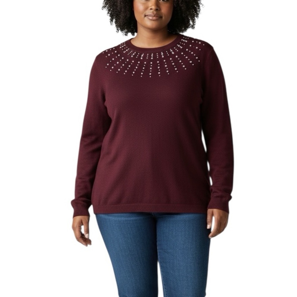 Lane Bryant Rhinestone Sweater 22/24 Long Sleeve Embellished Pullover